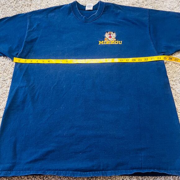 Vintage Mizzou Embroidered XXL Navy T Shirt - Picture 2 of 4